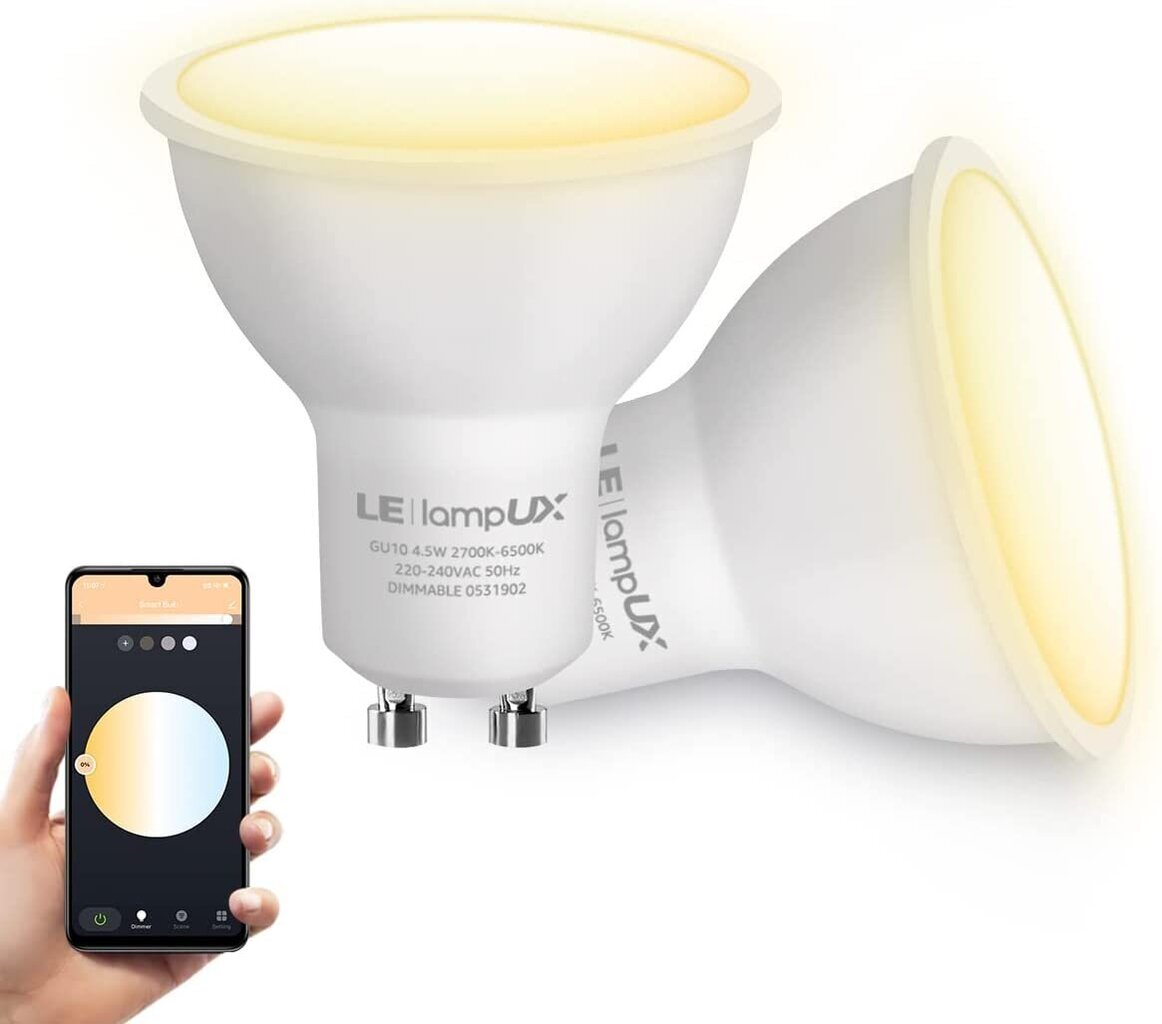 Lepro LED-lamppu, Smart Wi-Fi yhteensopiva Alexan ja Google Homen kanssa, 2700-6500K, 4,5W, 2kpl hinta ja tiedot | Lamput | hobbyhall.fi