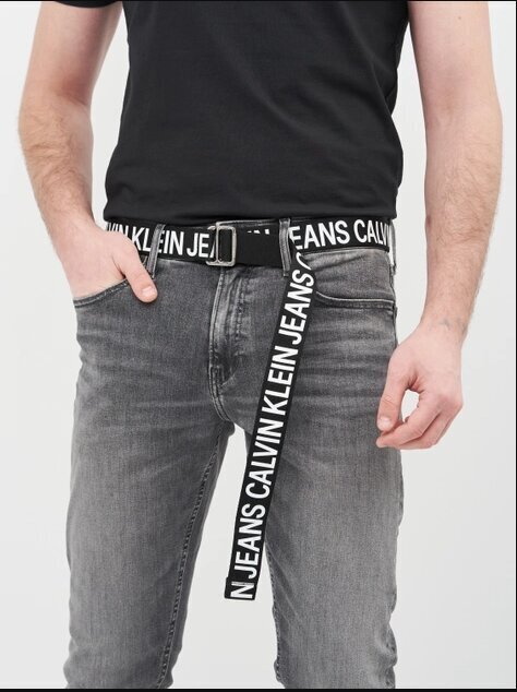 Miesten vyö Calvin Klein Jeans Slider Tape Belt, 35 mm, musta hinta ja tiedot | Miesten vyöt | hobbyhall.fi