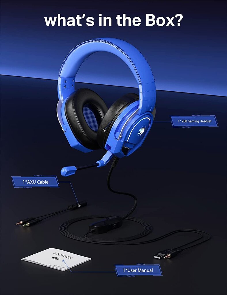 ZIUMIER Z88 kuulokkeet, siniset, PS4/PC/PS5/Xbox One/kannettavalle hinta ja tiedot | Kuulokkeet | hobbyhall.fi