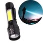 Taktinen LED-taskulamppu 600 lm 400 m ZOOM COB XML T6 USB 5W hinta ja tiedot | Taskulamput ja valonheittimet | hobbyhall.fi