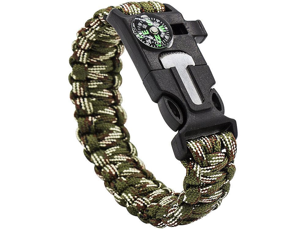 Ranneke matkailuun kompassilla, survival bracelet 5in1 hinta ja tiedot | Monitoimityökalut ja veitset retkeilyyn | hobbyhall.fi