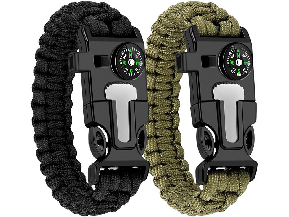 Ranneke matkailuun kompassilla, survival bracelet 5in1 hinta ja tiedot | Monitoimityökalut ja veitset retkeilyyn | hobbyhall.fi