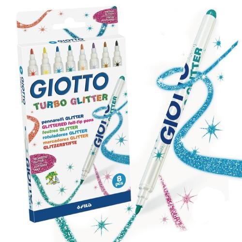 Giotto Turbo Glitter Fila, huopakynät, 8 väriä, 425800 hinta ja tiedot | Taide- ja askartelutarvikkeet | hobbyhall.fi