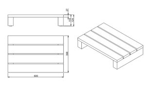 Porras kylpyammeeseen Sanplast Meranti 60x40x12 hinta ja tiedot | Kylpyhuonetarvikkeet | hobbyhall.fi