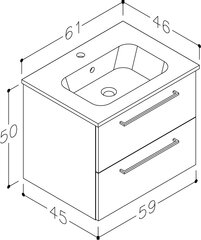 Kylpyhuoneen alakaappi pesualtaalla RB Bathroom Joy 61 cm, harmaa hinta ja tiedot | RB bathroom Huonekalut ja sisustus | hobbyhall.fi