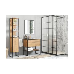 Kylpyhuonekaappi valolla Brooklyn 80 cm, ruskea hinta ja tiedot | Kylpyhuonekaapit | hobbyhall.fi