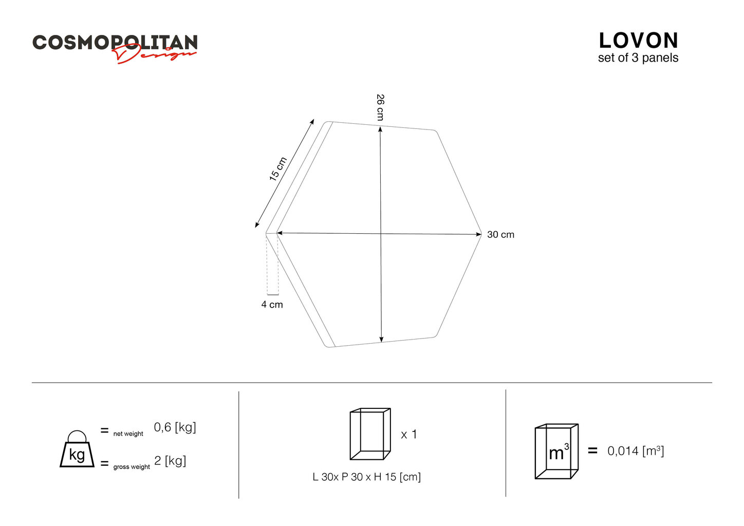 Cosmopolitan Design Lovon R3-pehmeät seinäpaneelit, 3 kpl, vaalea beige hinta ja tiedot | Pehmeät seinäpaneelit | hobbyhall.fi