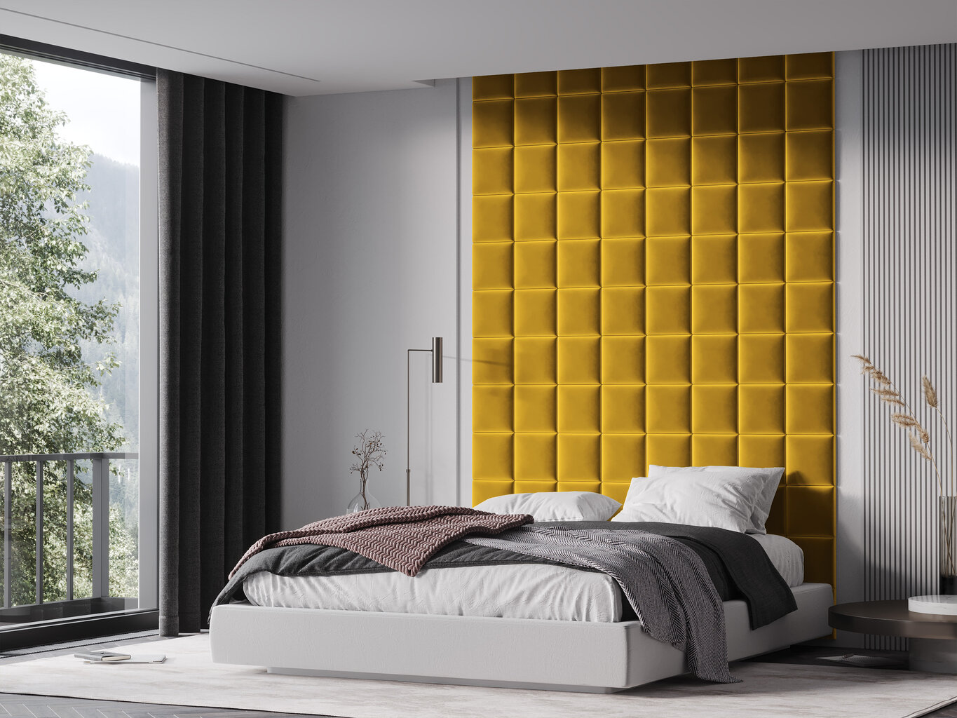 Kooko Home Mikado R1 -pehmeät seinäpaneelit, 3 kpl, keltainen hinta ja tiedot | Pehmeät seinäpaneelit | hobbyhall.fi