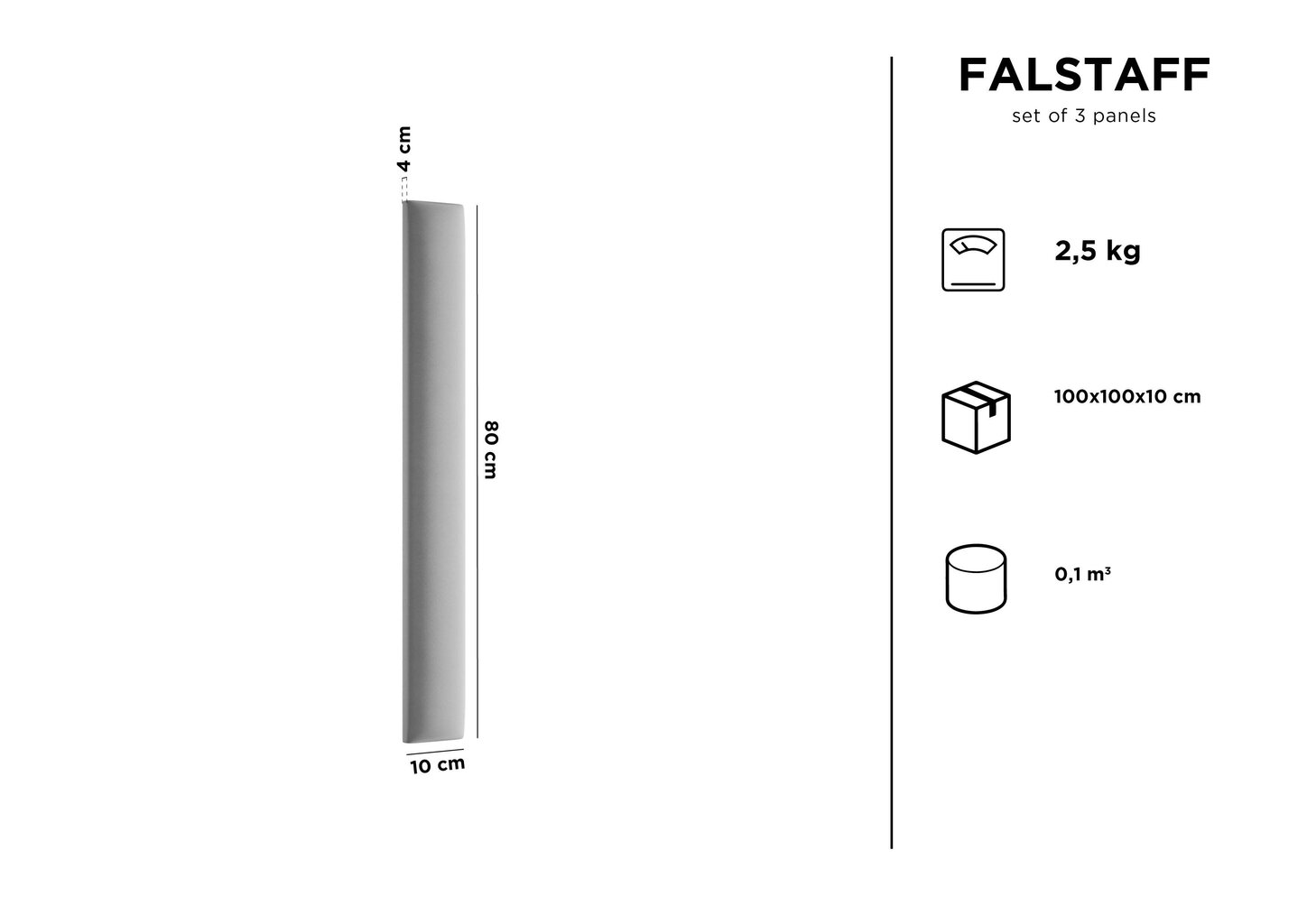 Kooko Home Falstaff L2 -pehmeät seinäpaneelit, 3 kpl, valkoinen hinta ja tiedot | Pehmeät seinäpaneelit | hobbyhall.fi