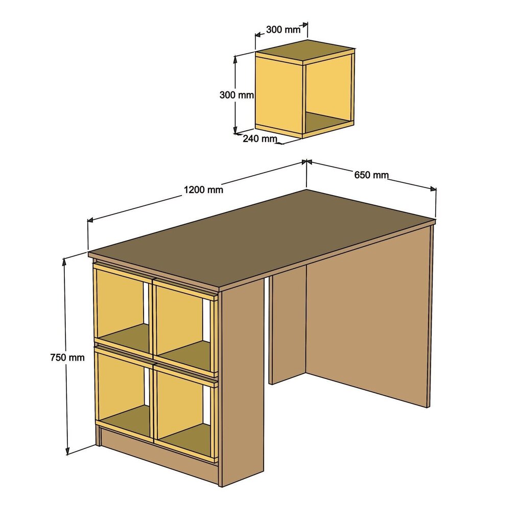 Työpöytä Kalune Design 845 (I), väri ruskea/beige hinta ja tiedot | Tietokonepöydät ja työpöydät | hobbyhall.fi
