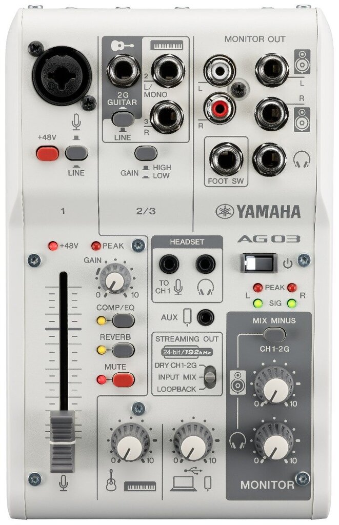 Mikseri Yamaha AG03 MK2 hinta ja tiedot | Soittimien lisätarvikkeet | hobbyhall.fi