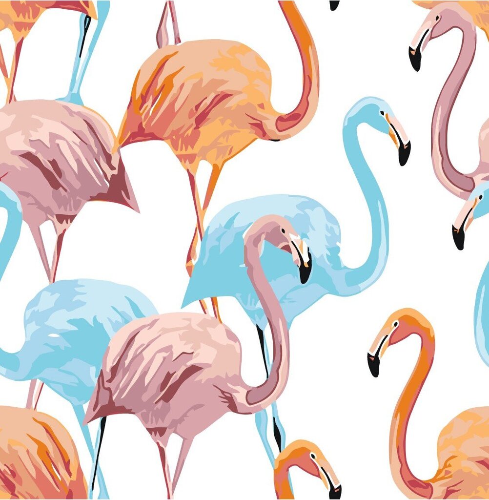 Maalaus numeroiden mukaan “Värilliset flamingot” 40X40 G hinta ja tiedot | Maalaa numeroiden mukaan | hobbyhall.fi