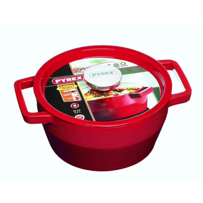 Pyöreä valurautapata Pyrex 3,6 l/h. 24 cm, punainen hinta ja tiedot | Kattilat ja painekattilat | hobbyhall.fi