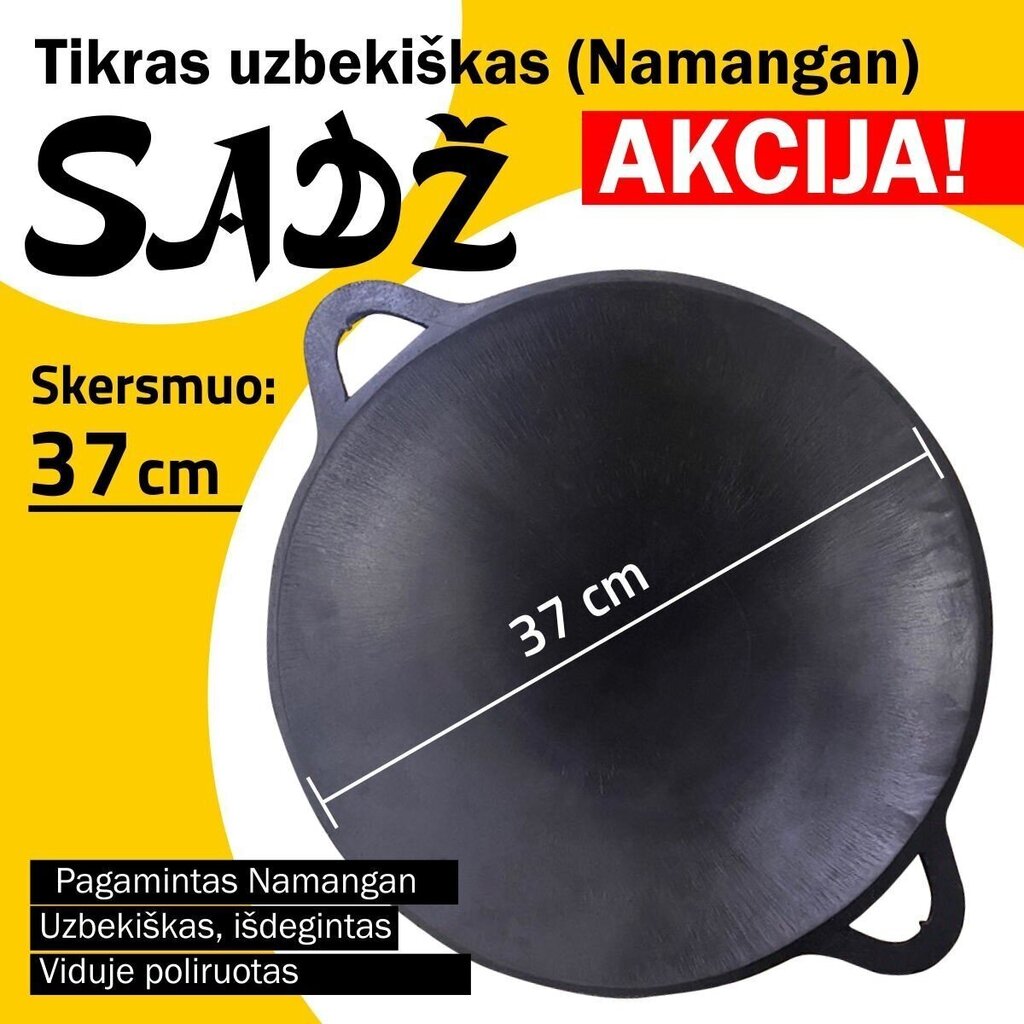 Uzbekistanin kiillotettu paistinpannu (Saj) 37cm hinta ja tiedot | Paistinpannut | hobbyhall.fi