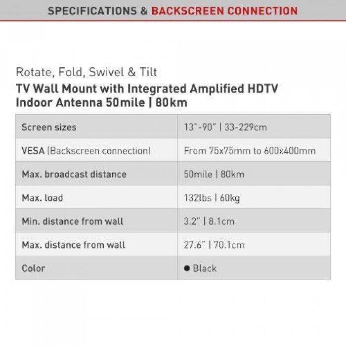 Barkan VTM464L hinta ja tiedot | TV-seinätelineet | hobbyhall.fi