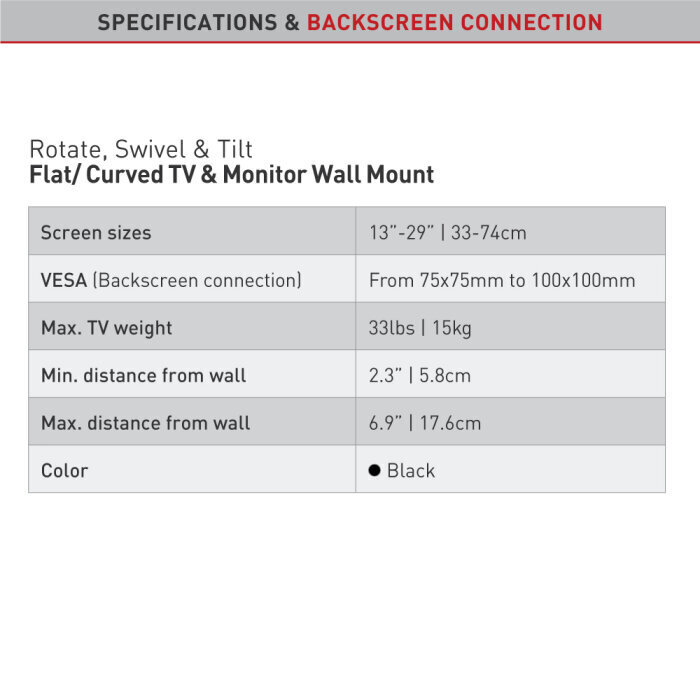 Barkan AL13, 13"-29", 15 kg, 100x100 mm hinta ja tiedot | TV-seinätelineet | hobbyhall.fi