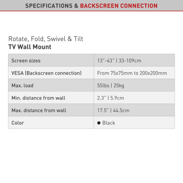 Barkan AL240, 13"-43", 25 kg, 200x200 mm hinta ja tiedot | TV-seinätelineet | hobbyhall.fi