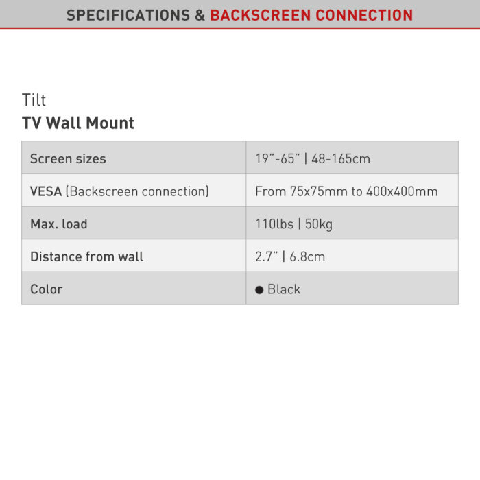 Barkan AL31, 19"-65", 50 kg, 400x400 mm hinta ja tiedot | TV-seinätelineet | hobbyhall.fi