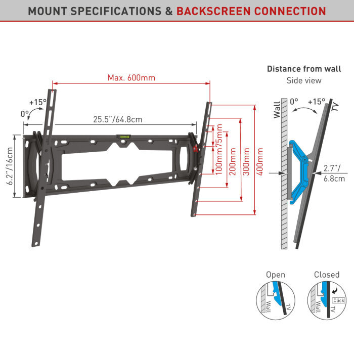 Barkan AL41, 13"-90", 60 kg, 600x400 mm hinta ja tiedot | TV-seinätelineet | hobbyhall.fi