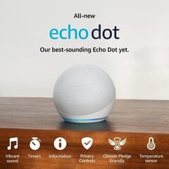 Amazon Echo dot 5 kaiutin, valkoinen hinta ja tiedot | Amazon Tietokoneet ja pelaaminen | hobbyhall.fi