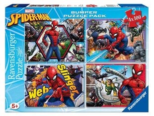 Puzzle 4x100 Pieces Spider Man Puskurin Pakkaus hinta ja tiedot | Palapelit | hobbyhall.fi
