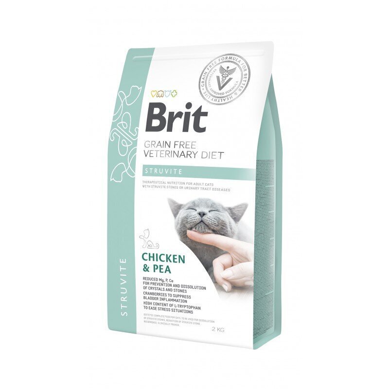 Brit GF Veterinary Diets aikuisille kissoille, kanaa ja herneitä Struvite, 2 kg hinta ja tiedot | Kissan kuivaruoka | hobbyhall.fi