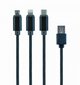 AMBERIN 8-pin Lightning / USB C / Micro USB - USB A, 1.0 m hinta ja tiedot | Kaapelit ja adapterit | hobbyhall.fi