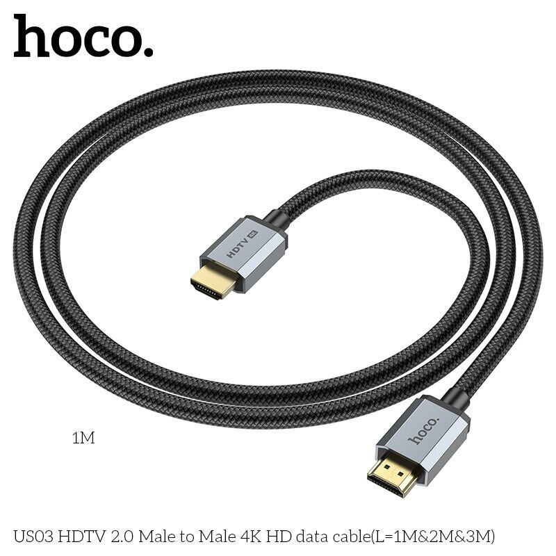 HOCO US03 HDMI2.0 4K HD 1M hinta ja tiedot | Kaapelit ja adapterit | hobbyhall.fi