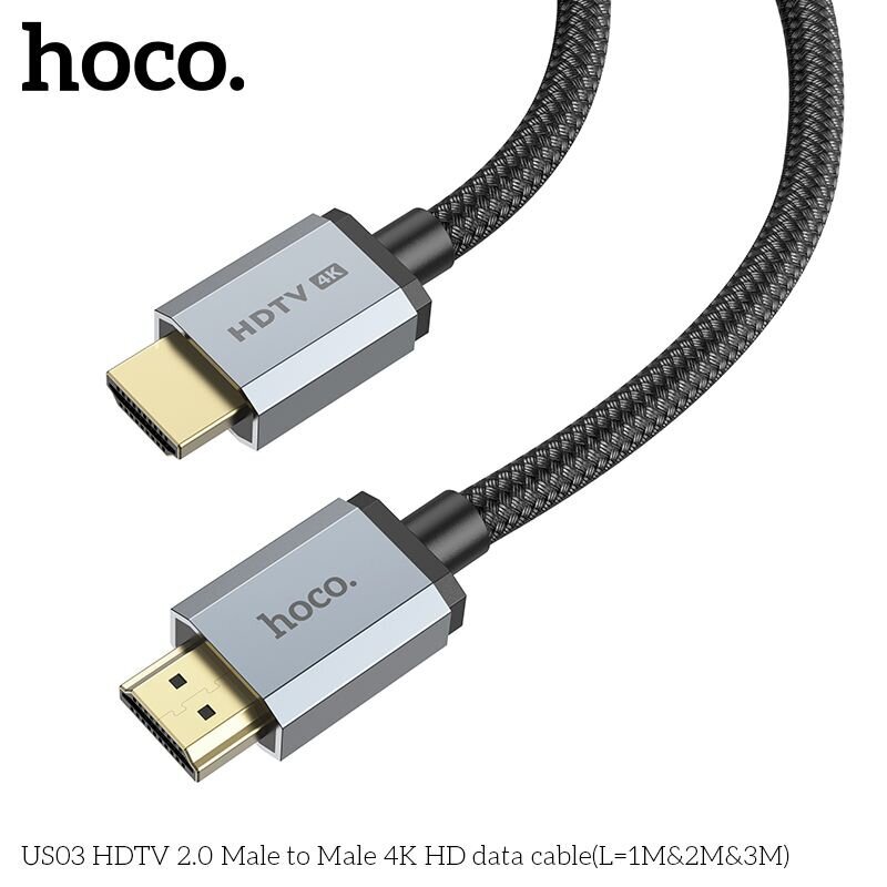 HOCO US03 HDMI2.0 4K HD 1M hinta ja tiedot | Kaapelit ja adapterit | hobbyhall.fi