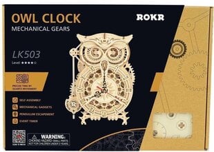 Robotime Owl Clock 3D Koottava Pöllö Kello hinta ja tiedot | LEGOT ja rakennuslelut | hobbyhall.fi