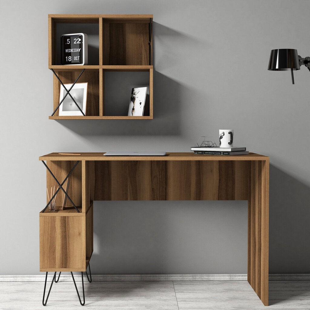 Työpöytä Extra 2, ruskea hinta ja tiedot | Tietokonepöydät ja työpöydät | hobbyhall.fi