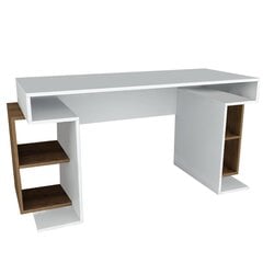 Pöytä hyllyillä Monument, valkoinen/ruskea hinta ja tiedot | Tietokonepöydät ja työpöydät | hobbyhall.fi