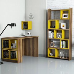Työpöytä hyllyllä Kalune Design 845 (II), ruskea/keltainen hinta ja tiedot | Tietokonepöydät ja työpöydät | hobbyhall.fi
