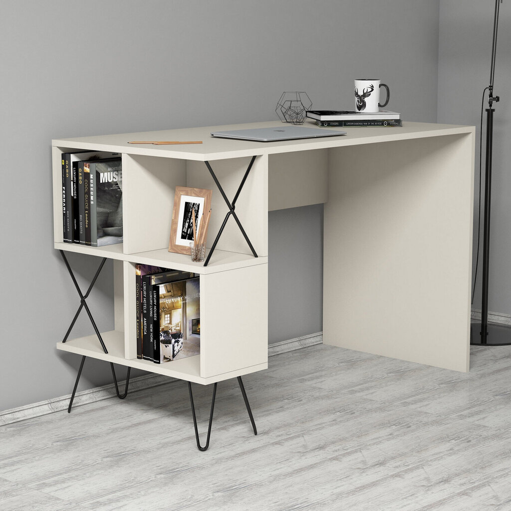 Pöytä kirjahyllyllä Kalune Design 845 (IV), musta/vaaleanruskea hinta ja tiedot | Tietokonepöydät ja työpöydät | hobbyhall.fi
