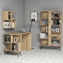 Pöytä hyllyllä Kalune Design 845 (III), vaaleanruskea/musta hinta ja tiedot | Tietokonepöydät ja työpöydät | hobbyhall.fi