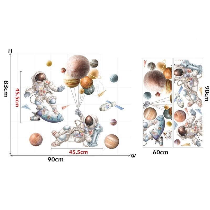Lasten seinätarra Kosmonautit ja planeetat hinta ja tiedot | Sisustustarrat | hobbyhall.fi