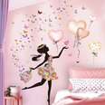 Seinätarra Tyttö perhosilla ja ilmapalloilla