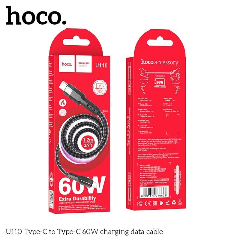 HOCO U110 60W type-C to type-C hinta ja tiedot | Puhelinkaapelit | hobbyhall.fi
