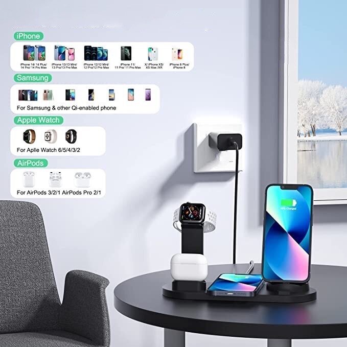 Monitoiminen latausasema iPhonelle, Iwatchille, Airpodille hinta ja tiedot | Puhelimen laturit | hobbyhall.fi