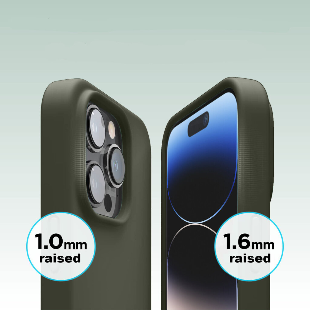 Silikonikotelo Apple iPhone 14 Pro SoundBerry (real liquide silicone Easy Clean), vihreä - Seaweed hinta ja tiedot | Puhelimen kuoret ja kotelot | hobbyhall.fi