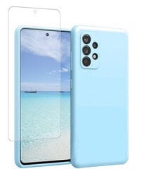 Suojasarja - silikonikuori Samsung Galaxy A53 (real liquide Easy clean) sinine + näytönsuoja 2.5D Basic hinta ja tiedot | Puhelimen kuoret ja kotelot | hobbyhall.fi