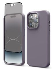 Suojasarja - silikonikuori Apple iPhone 14 Pro (real liquide Easy clean) violetti + näytönsuoja 5D Privacy hinta ja tiedot | Puhelimen kuoret ja kotelot | hobbyhall.fi