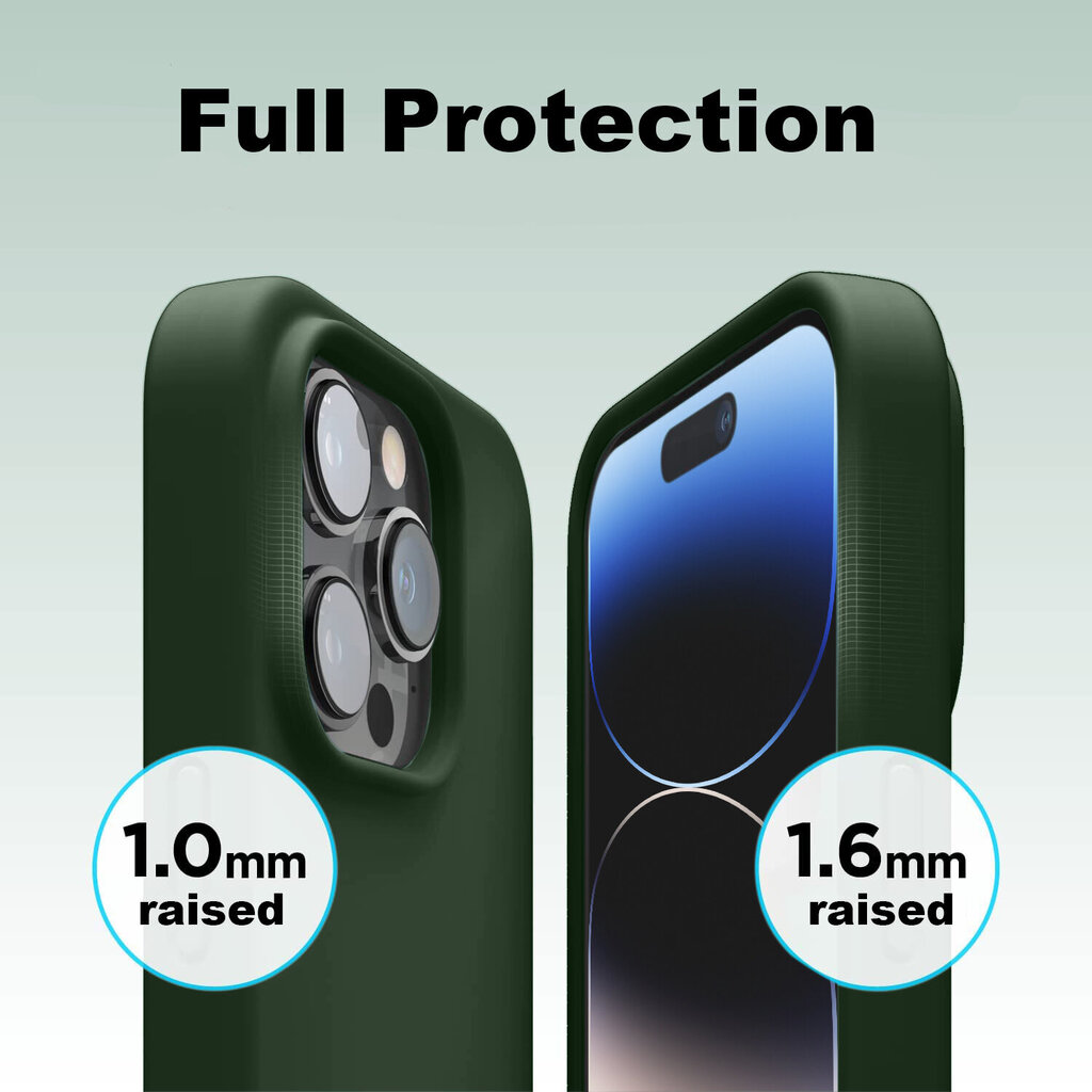 Suojasarja - silikonikuori Apple iPhone 14 Pro (real liquide Easy clean) vihreä + näytönsuoja 5D Privacy hinta ja tiedot | Puhelimen kuoret ja kotelot | hobbyhall.fi