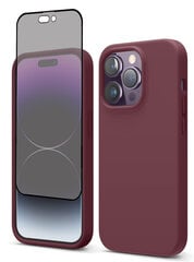 Suojasarja - silikonikuori Apple iPhone 14 Pro (real liquide Easy clean) violetti + näytönsuoja 5D Privacy hinta ja tiedot | Puhelimen kuoret ja kotelot | hobbyhall.fi