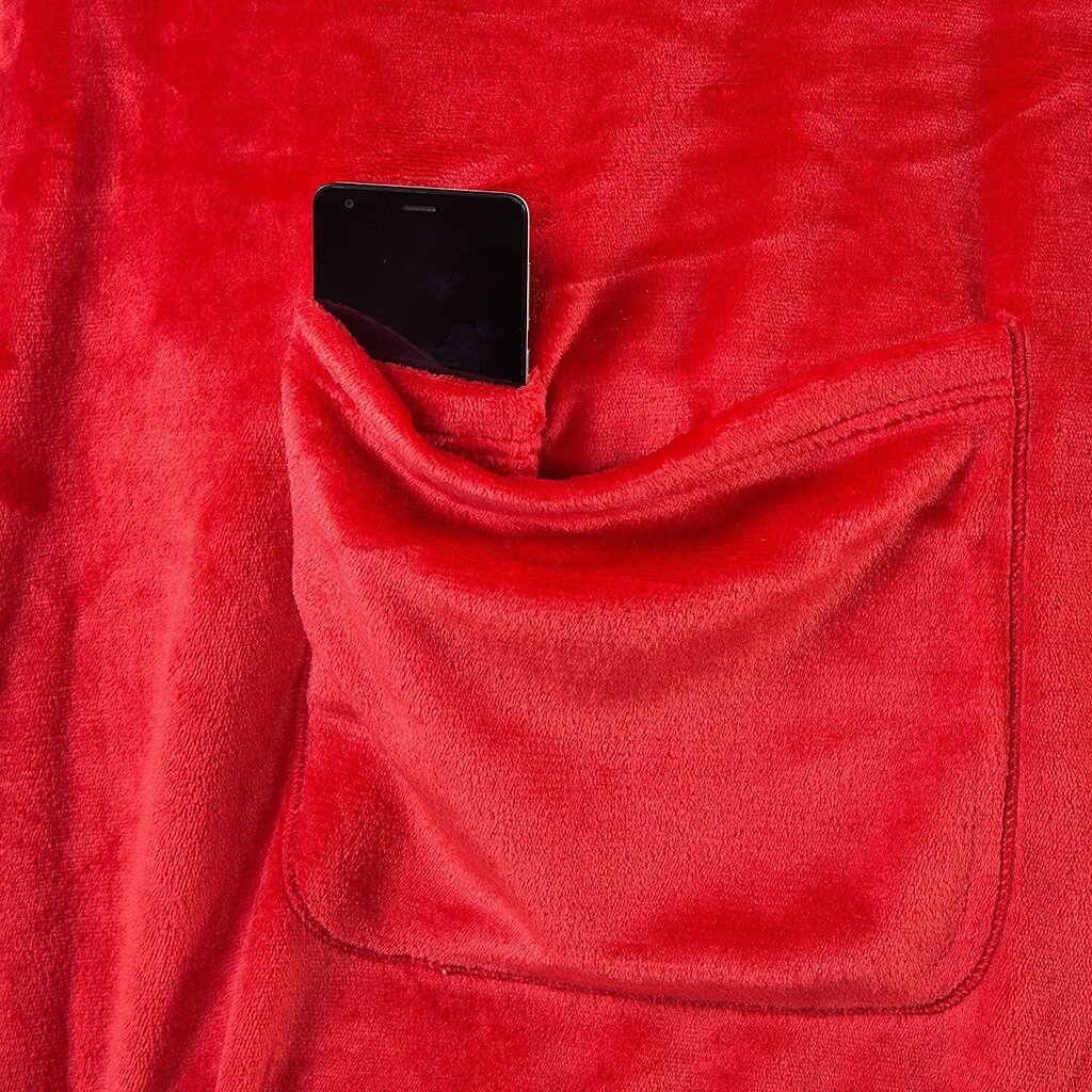 Decoking Lazy Snug -torkkupeitto hihoilla ja taskuilla, punainen 150x180 hinta ja tiedot | Päiväpeitot ja huovat | hobbyhall.fi