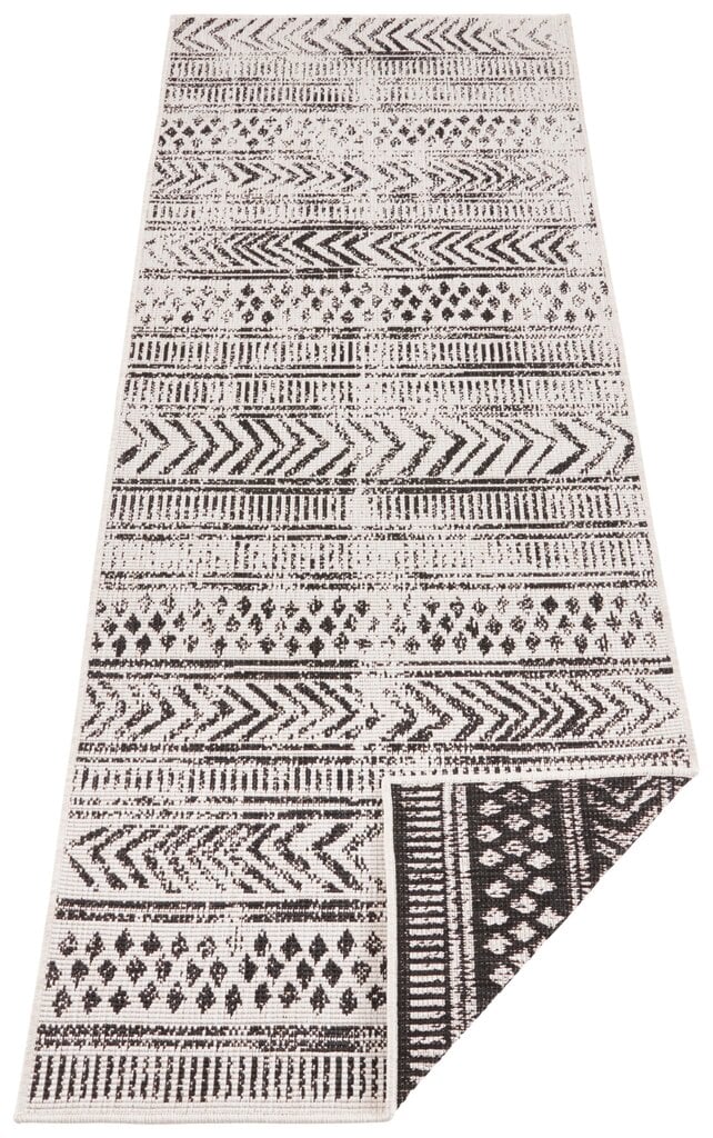 Northrugs Biri -matto, kaksipuoleinen, ulkokäyttöön 80 x 150 cm, musta / kerma hinta ja tiedot | Isot matot | hobbyhall.fi