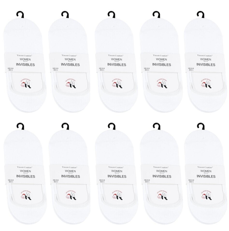 Naisten silikonipohjaiset liukumattomat sukat, 10 paria, valkoiset hinta ja tiedot | Naisten sukat | hobbyhall.fi