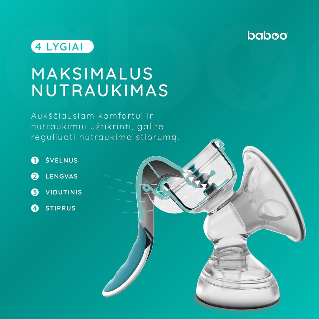 Baboo manuaalinen rintapumppu nelitasoisella imuteholla hinta ja tiedot | Rintapumput | hobbyhall.fi