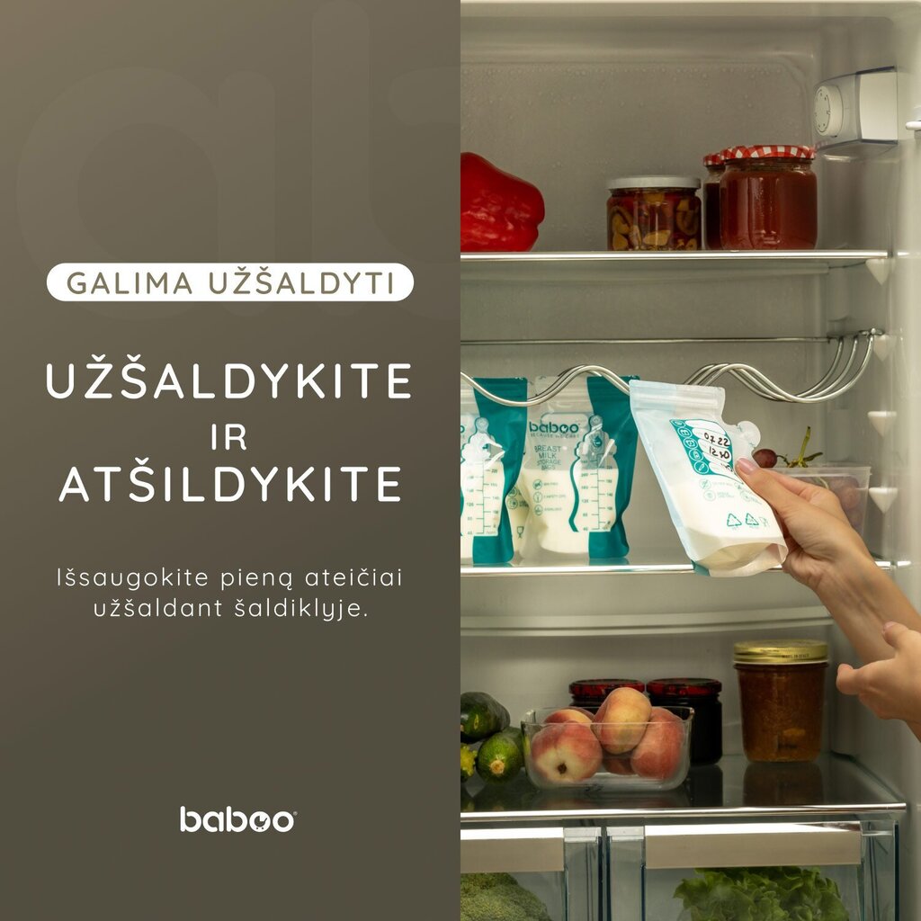 Baboo äidinmaidon säilytyspussit, 250 ml, 50 kpl hinta ja tiedot | Rintapumput | hobbyhall.fi