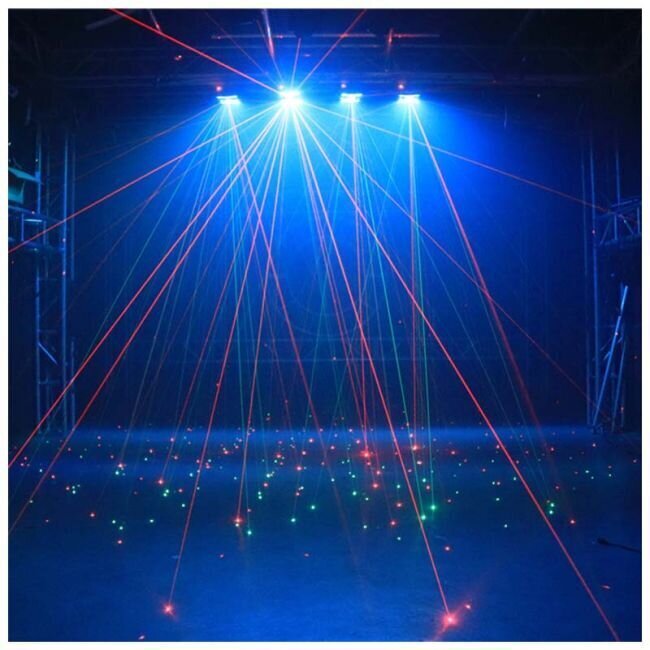 Light4Me Spider Strobo Laser monitehoinen LED-valo hinta ja tiedot | Juhlakoristeet | hobbyhall.fi